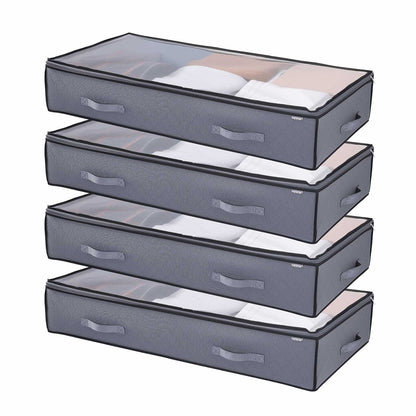 Under Bed Storage with Clear Lids, 996 x 500 x 180 mm, 90L Large Underbed Clothes Storage Containers, Low V952-CDCWFBWFBWL309XD1001V0