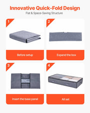 Under Bed Storage with Clear Lids, 996 x 500 x 180 mm, 90L Large Underbed Clothes Storage Containers, Low V952-CDCWFBWFBWL309XD1001V0