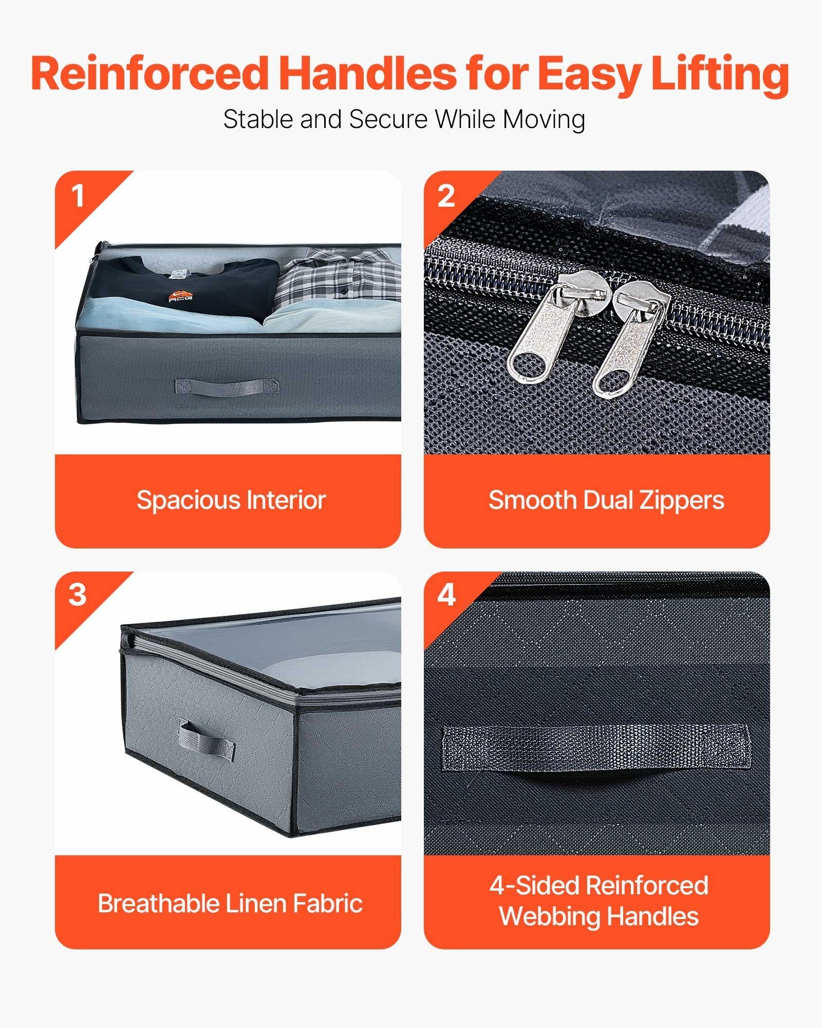 Under Bed Storage with Clear Lids, 996 x 500 x 180 mm, 90L Large Underbed Clothes Storage Containers, Low V952-CDCWFBWFBWL309XD1001V0