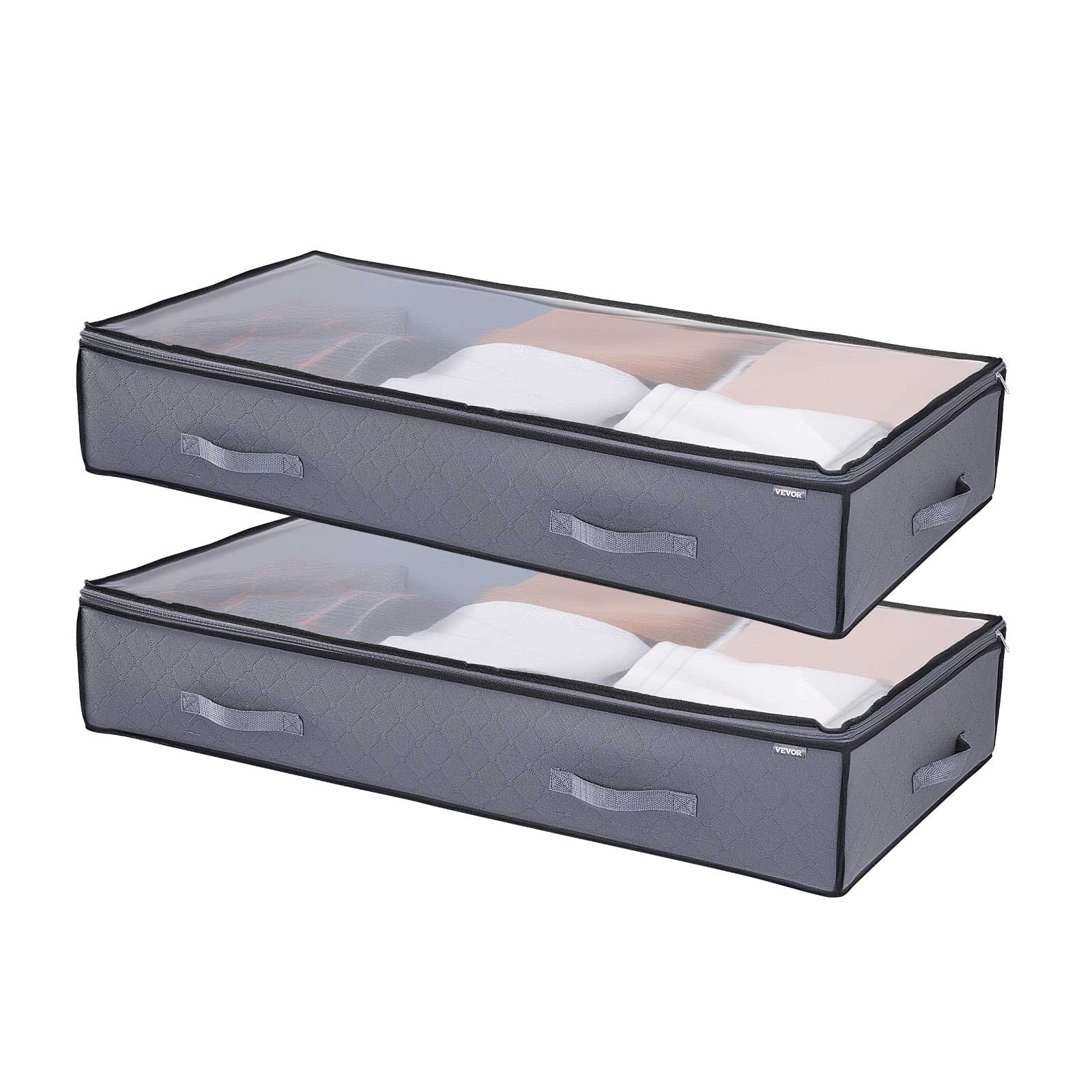 Under Bed Storage with Clear Lids, 996 x 500 x 180 mm, 90L Large Underbed Clothes Storage Containers, Low V952-CDCWFBWFBWL309XD1001V0