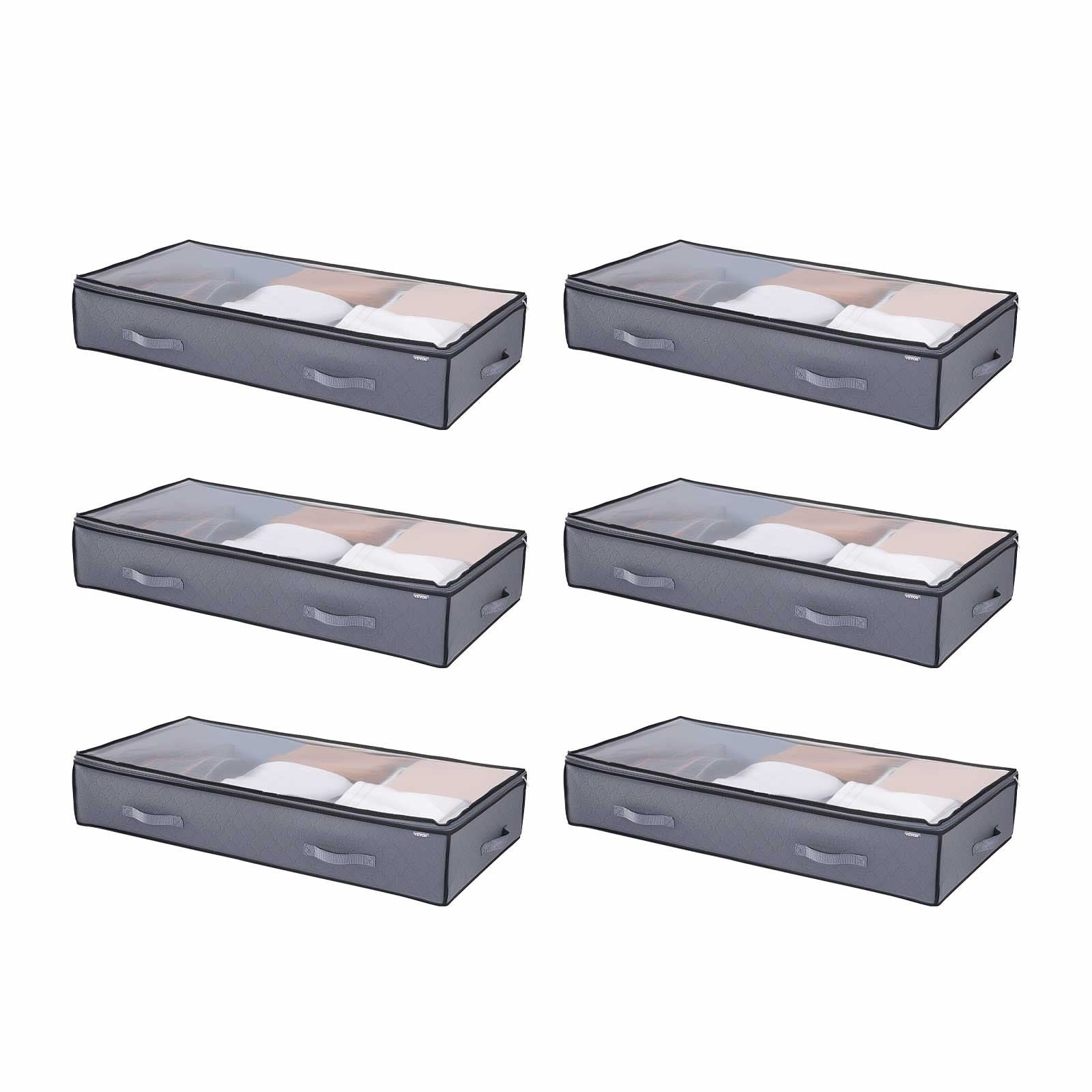 Under Bed Storage with Clear Lids, 996 x 500 x 180 mm, 90L Large Underbed Clothes Storage Containers, Low V952-CDCWFBWFBWL3F65TO001V0
