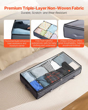 Under Bed Storage with Clear Lids, 996 x 500 x 180 mm, 90L Large Underbed Clothes Storage Containers, Low V952-CDCWFBWFBWL3F65TO001V0