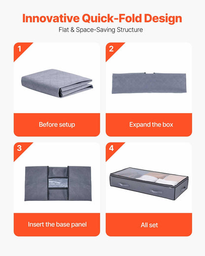 Under Bed Storage with Clear Lids, 996 x 500 x 180 mm, 90L Large Underbed Clothes Storage Containers, Low V952-CDCWFBWFBWL3F65TO001V0