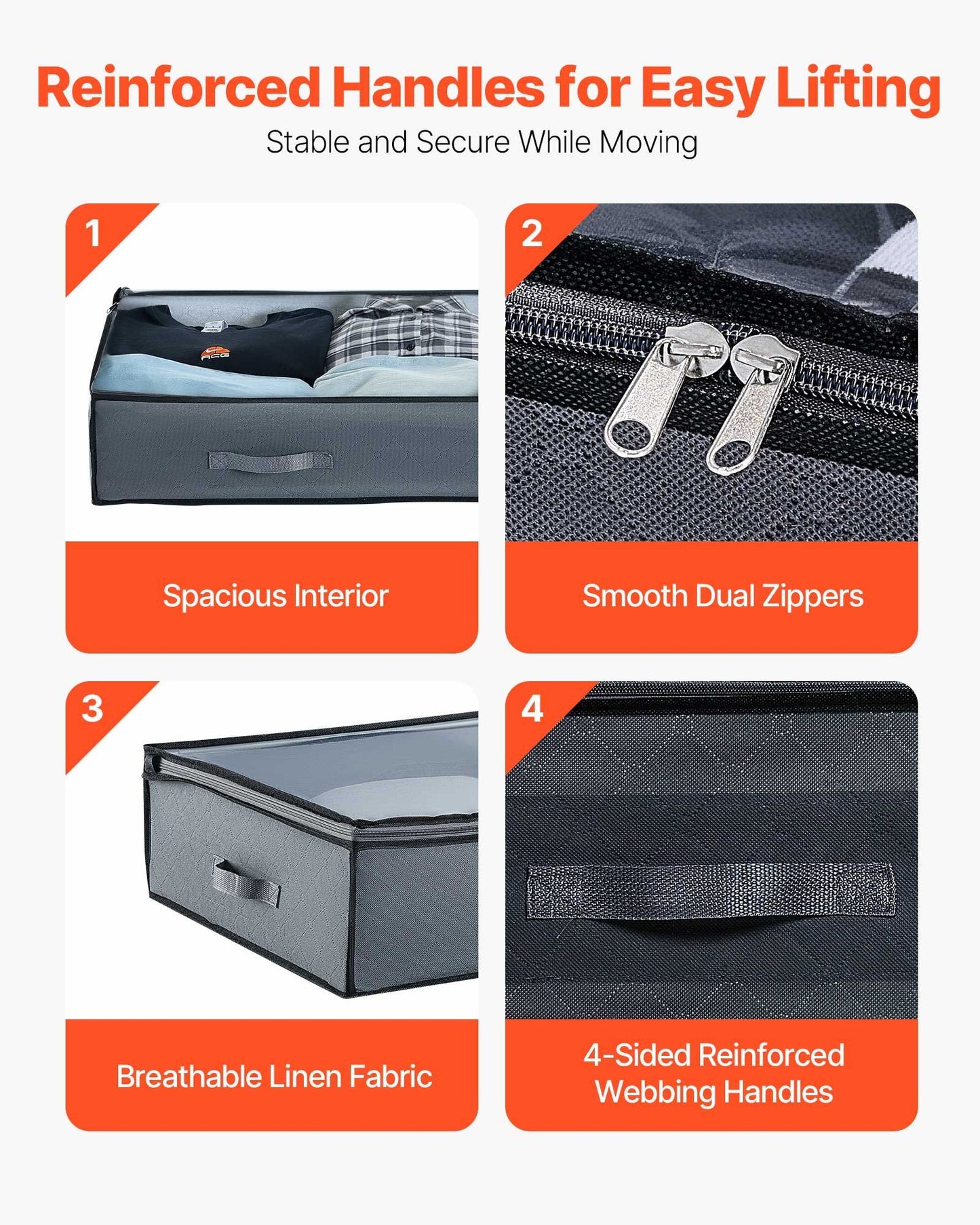 Under Bed Storage with Clear Lids, 996 x 500 x 180 mm, 90L Large Underbed Clothes Storage Containers, Low V952-CDCWFBWFBWL3F65TO001V0