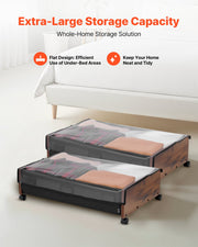 Under Bed Storage with Wheels, 650 x 460 x 180 mm Underbed Containers, Underbed Shoes Organizer with Lockable V952-CDCWKFTMBYDLATMLN001V0