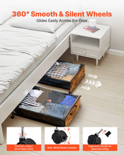Under Bed Storage with Wheels, 650 x 460 x 180 mm Underbed Containers, Underbed Shoes Organizer with Lockable V952-CDCWKFTMBYDLATMLN001V0