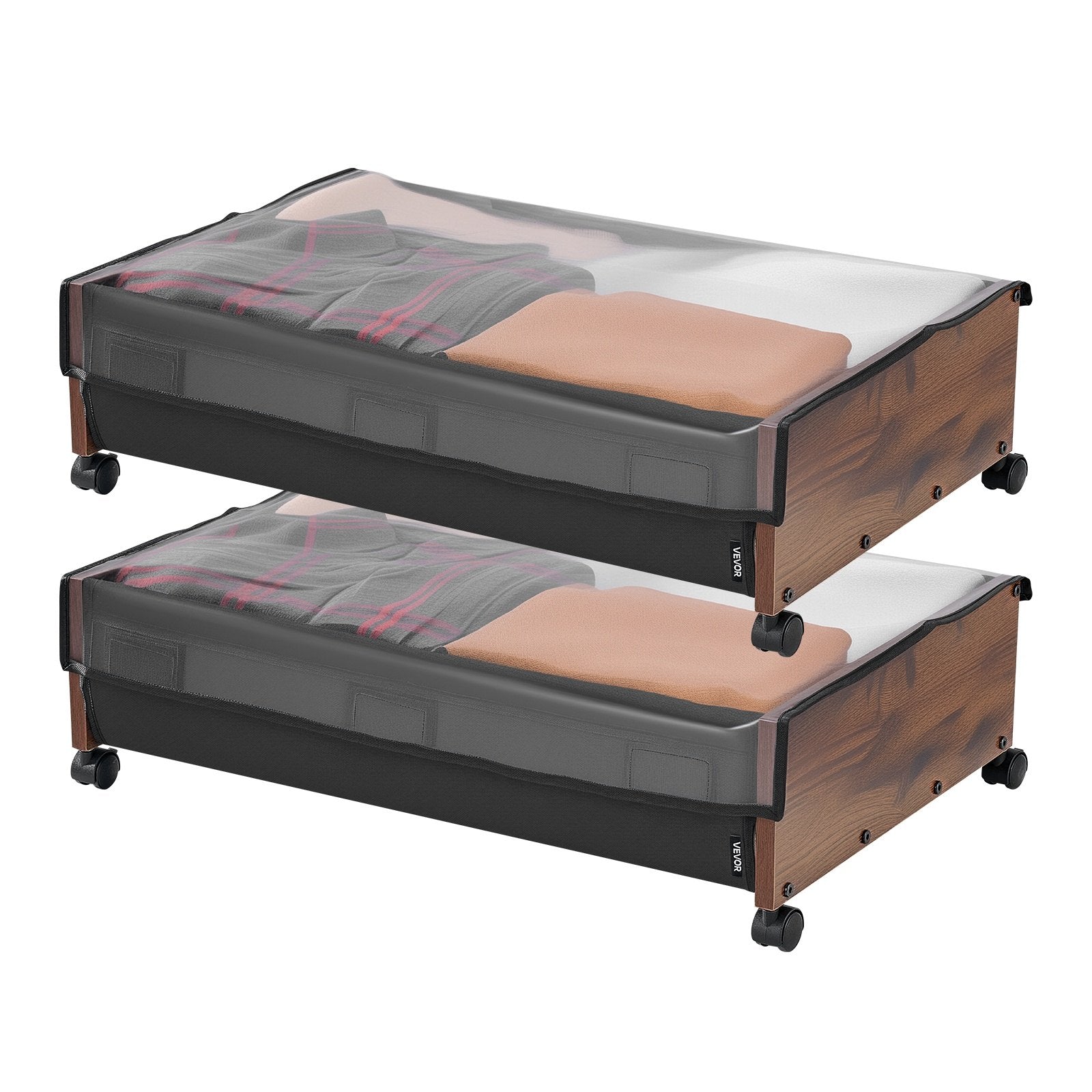 Under Bed Storage with Wheels, 650 x 460 x 180 mm Underbed Containers, Underbed Shoes Organizer with Lockable V952-CDCWKFTMBYDLATMLN001V0