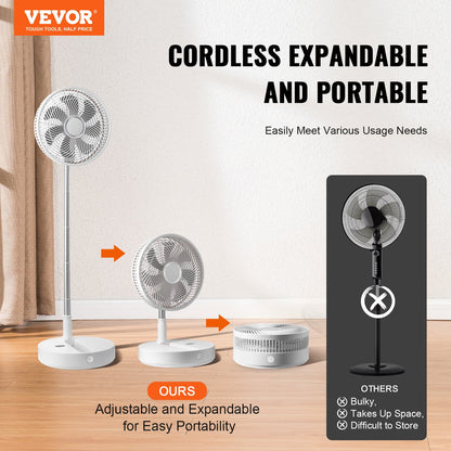12 Inch Foldable Oscillating Standing Fan with Remote Control, 4 Speed Adjustable Portable Desk Quiet Fan, V952-CDFS12YCSSSF9DA1CV9
