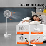 12 Inch Foldable Oscillating Standing Fan with Remote Control, 4 Speed Adjustable Portable Desk Quiet Fan, V952-CDFS12YCSSSF9DA1CV9