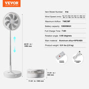 12 Inch Foldable Oscillating Standing Fan with Remote Control, 4 Speed Adjustable Portable Desk Quiet Fan, V952-CDFS12YCSSSF9DA1CV9