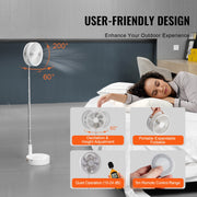 8 Inch Foldable Oscillating Standing Fan with Remote Control, 4 Speed Adjustable Portable Desk Quiet Fan, V952-CDFS8YCSSSF0UQN12V9
