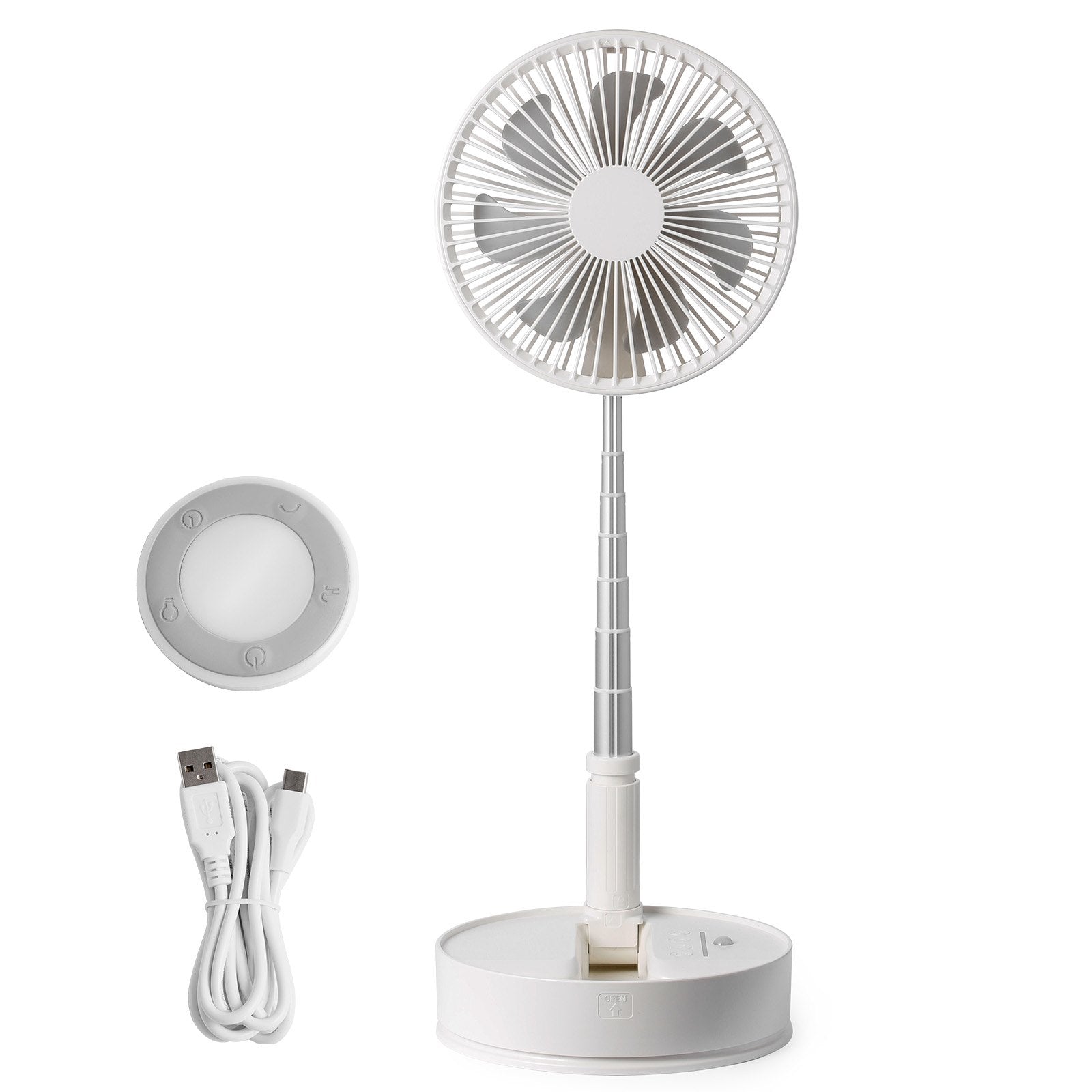 8 Inch Foldable Oscillating Standing Fan with Remote Control, 4 Speed Adjustable Portable Desk Quiet Fan, V952-CDFS8YCSSSF0UQN12V9