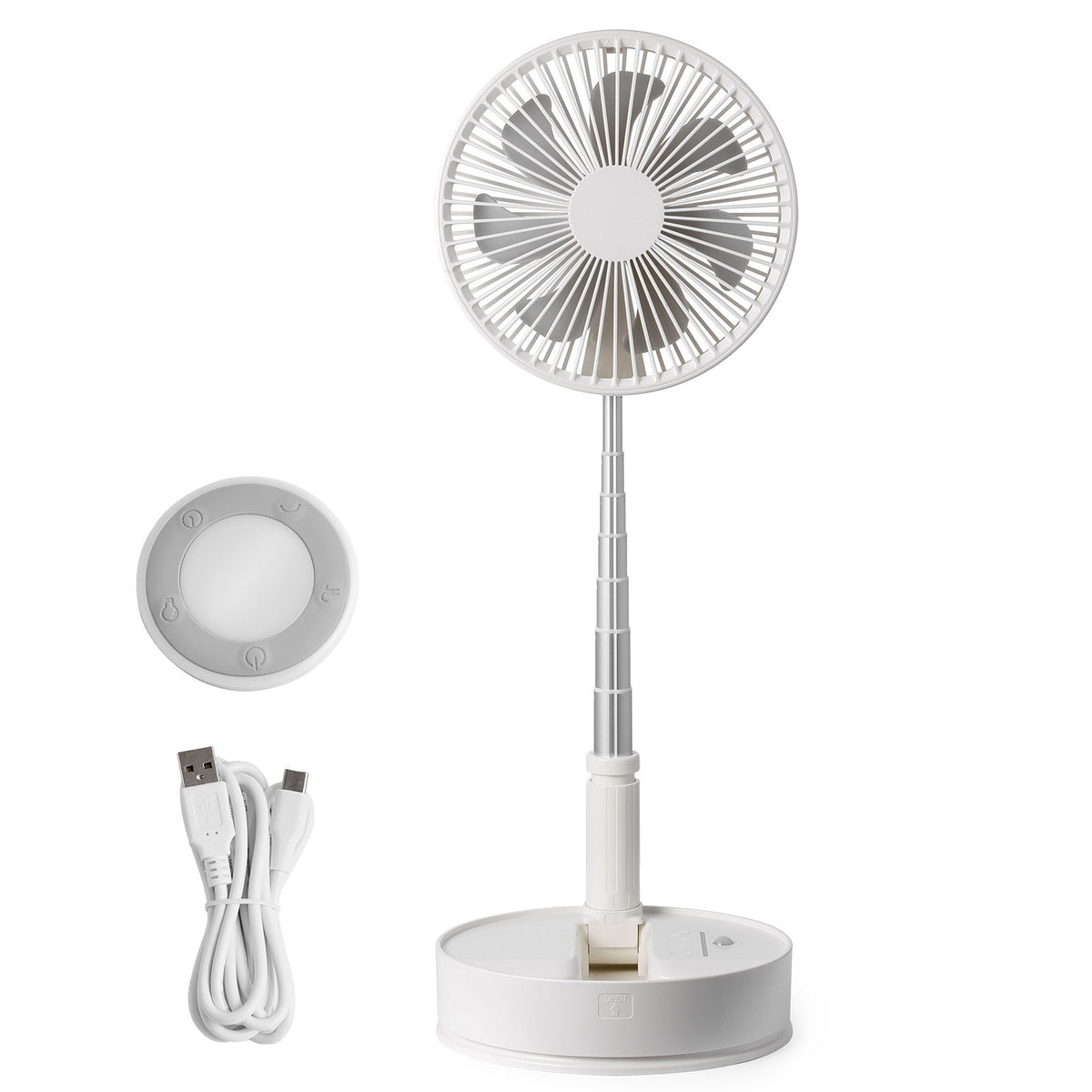 8 Inch Foldable Oscillating Standing Fan with Remote Control, 4 Speed Adjustable Portable Desk Quiet Fan, V952-CDFS8YCSSSF0UQN12V9