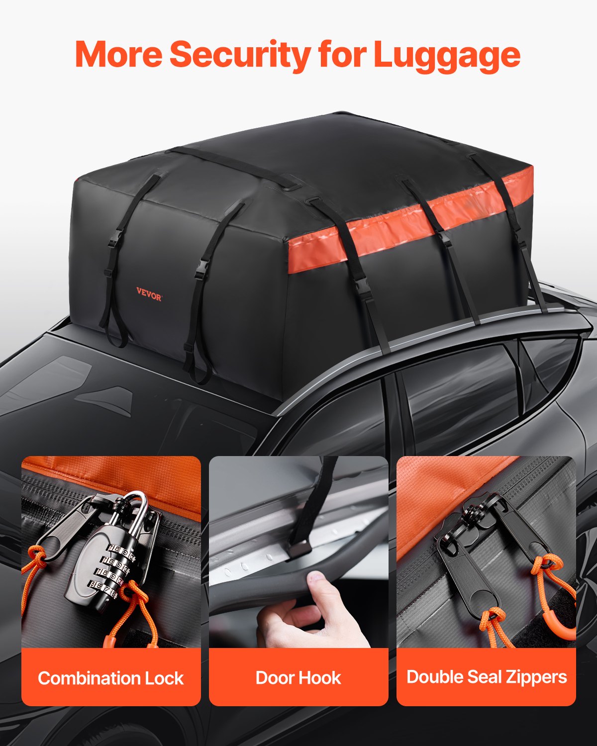 Car Rooftop Cargo Carrier Bag, 20 Cubic Feet Roof Cargo Carrier, Heavy Duty 840D PVC 100% Waterproof Car Roof V952-CDHBJX20LFYCT09VHV0