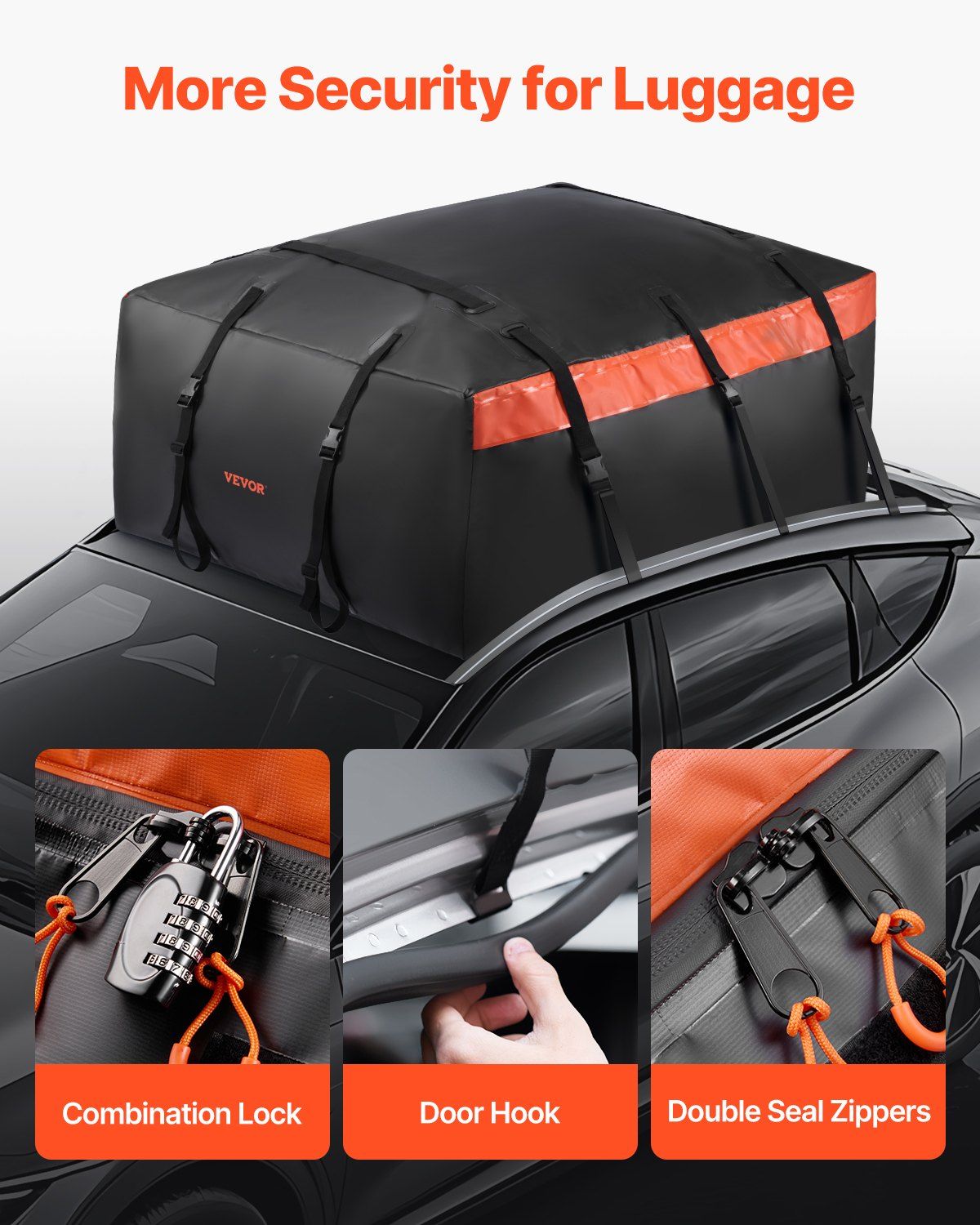 Car Rooftop Cargo Carrier Bag, 23 Cubic Feet Roof Cargo Carrier, Heavy Duty 840D PVC 100% Waterproof Car Roof V952-CDHBJX23CUFTPIS1VV0