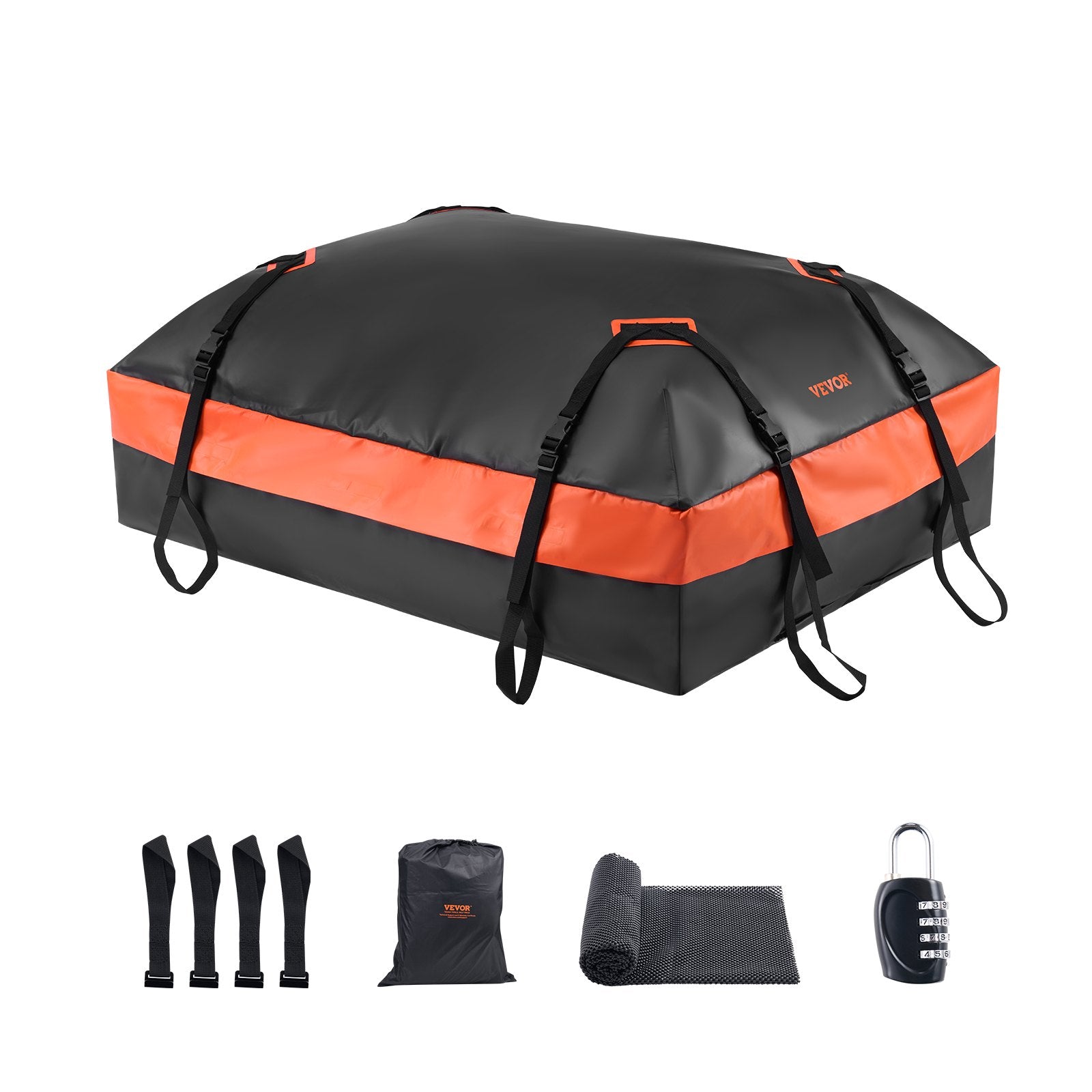 Car Rooftop Cargo Carrier Bag, 15 Cubic Feet Car Roof Cargo Carrier, 100% Waterproof Heavy Duty 840D PVC Roof V952-CDHBTX15CUFT8EPBDV0