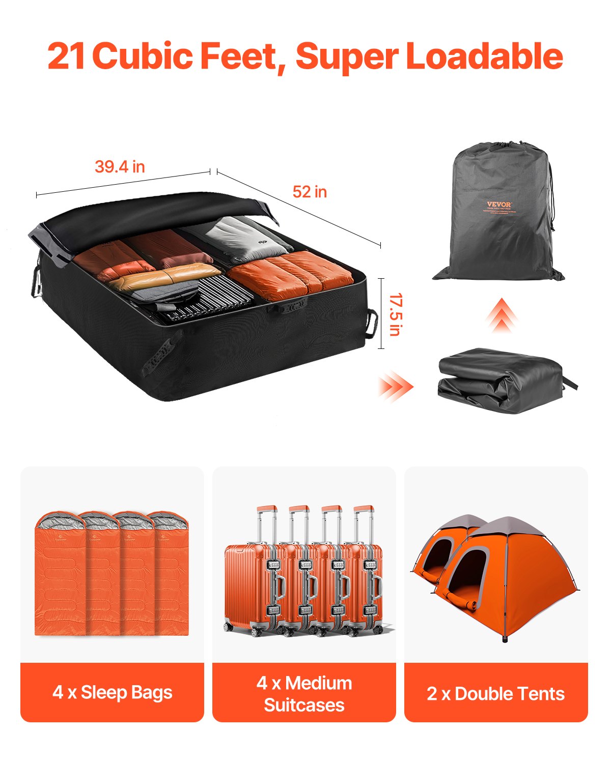 Car Rooftop Cargo Carrier Bag, 21 Cubic Feet Cargo Carrier for Car Roof, 100% Waterproof 900D Oxford Cloth V952-CDHBXM20LFYCV5QCOV0