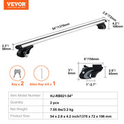 Roof Rack Cross Bars, Aluminum Roof Rack Crossbars, Fit Raised Side Rail with Gap, 90 kg Load Capacity, V952-CDHGJTYKTYKCPRACFV0