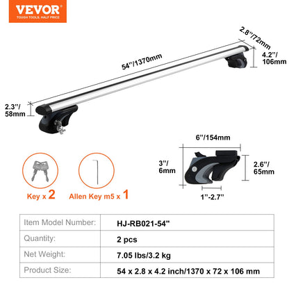 Roof Rack Cross Bars, Aluminum Roof Rack Crossbars, Fit Raised Side Rail with Gap, 90 kg Load Capacity, V952-CDHGJTYKTYKCPRACFV0