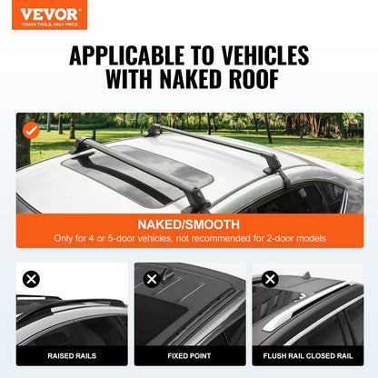Universal Roof Rack Crossbar for Naked Roof Vehicle Aluminum with Lock V952-CDHGJTYKTYKLLODD1V0