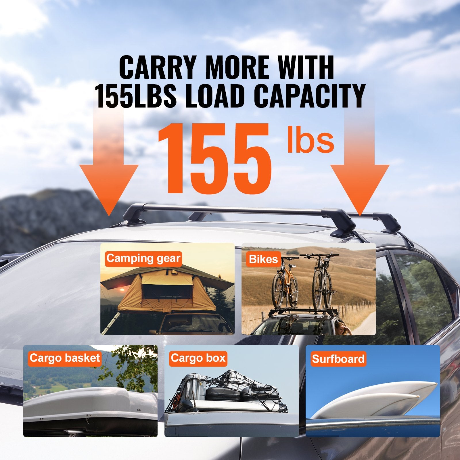 Universal Roof Rack Crossbar for Naked Roof Vehicle Aluminum with Lock V952-CDHGJTYKTYKLLODD1V0