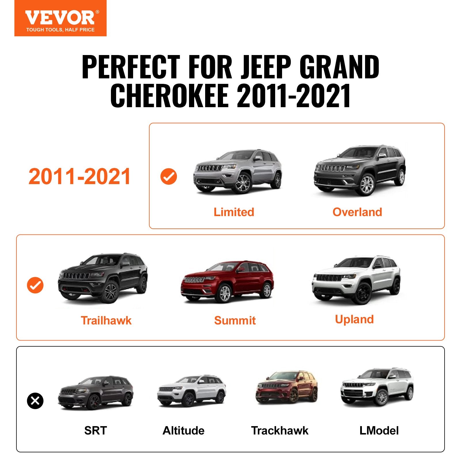 Roof Rack Crossbar for JEEP GRAND CHEROKEE 2011-2021 Aluminum with Lock V952-CDHGJZSKJPDQHW9Q7V0