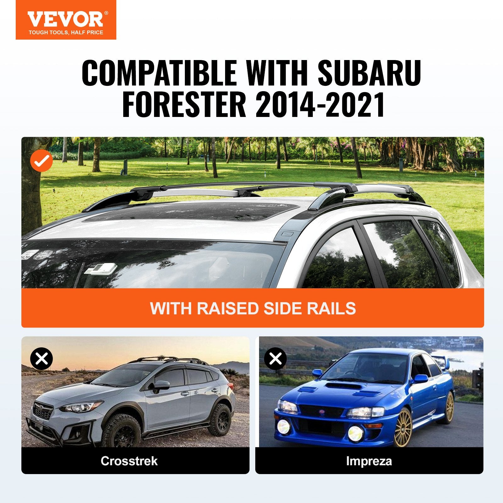 Roof Rack Crossbar for Subaru Forester 2014-2022 Crossbars Aluminum 2 PCS V952-CDHGJZSKSBLSAID10V0