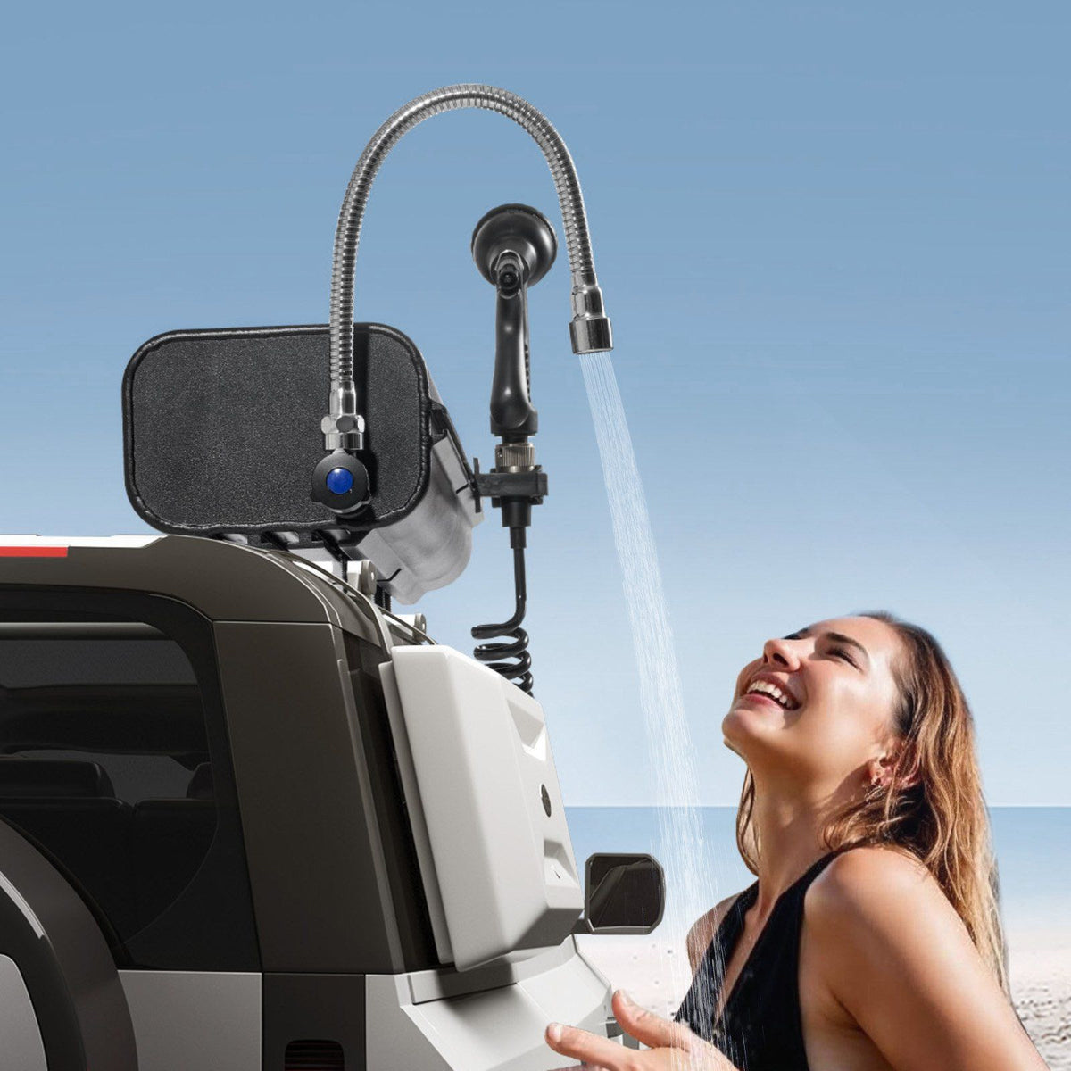 Roof Rack Water Tank, 4 Gal, Multi-Dispensing Outdoor Tank with 2 Splash-Guard Panels & T-slot, High-Capacity V952-CDJSXZTK4GALFADHNV0