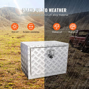 Underbody Truck Box, 24"x14"x16" Pickup Storage Box, Heavy Duty Aluminum Diamond Plate Tool Box with Lock and V952-CDK241416INCHAMF9V0