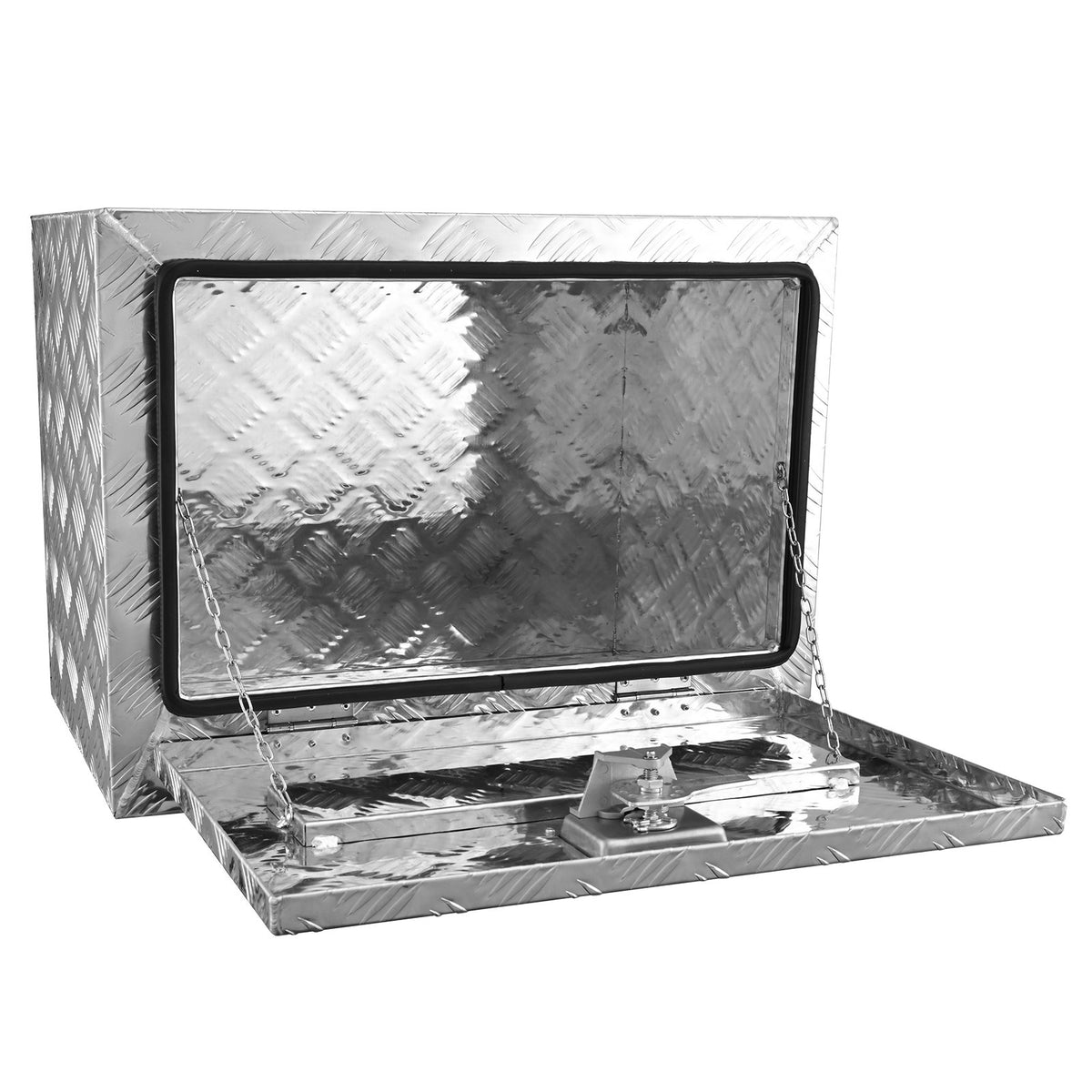 Underbody Truck Box, 24"x14"x16" Pickup Storage Box, Heavy Duty Aluminum Diamond Plate Tool Box with Lock and V952-CDK241416INCHAMF9V0