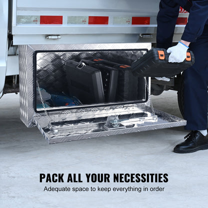 Underbody Truck Box, 30"x14"x16" Pickup Storage Box, Heavy Duty Aluminum Diamond Plate Tool Box with Lock and V952-CDK301416INCH2LT5V0