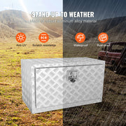 Underbody Truck Box, 30"x14"x16" Pickup Storage Box, Heavy Duty Aluminum Diamond Plate Tool Box with Lock and V952-CDK301416INCH2LT5V0