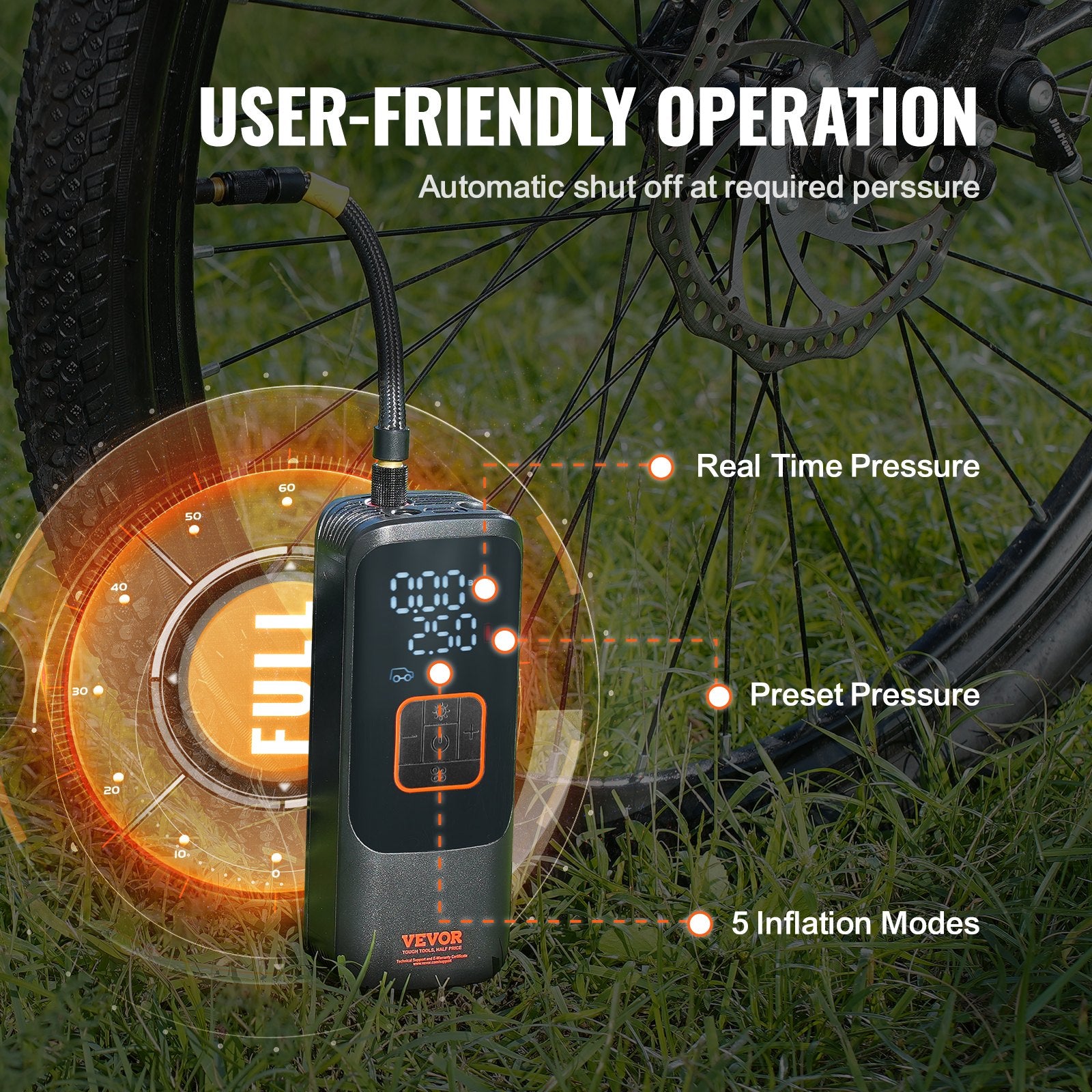 Tire Inflator Portable Air Compressor, 150 PSI Electric Air Pump, 4000mAh Rechargeable Tire Pump with V952-CDSLTCQJ22005A79WV9