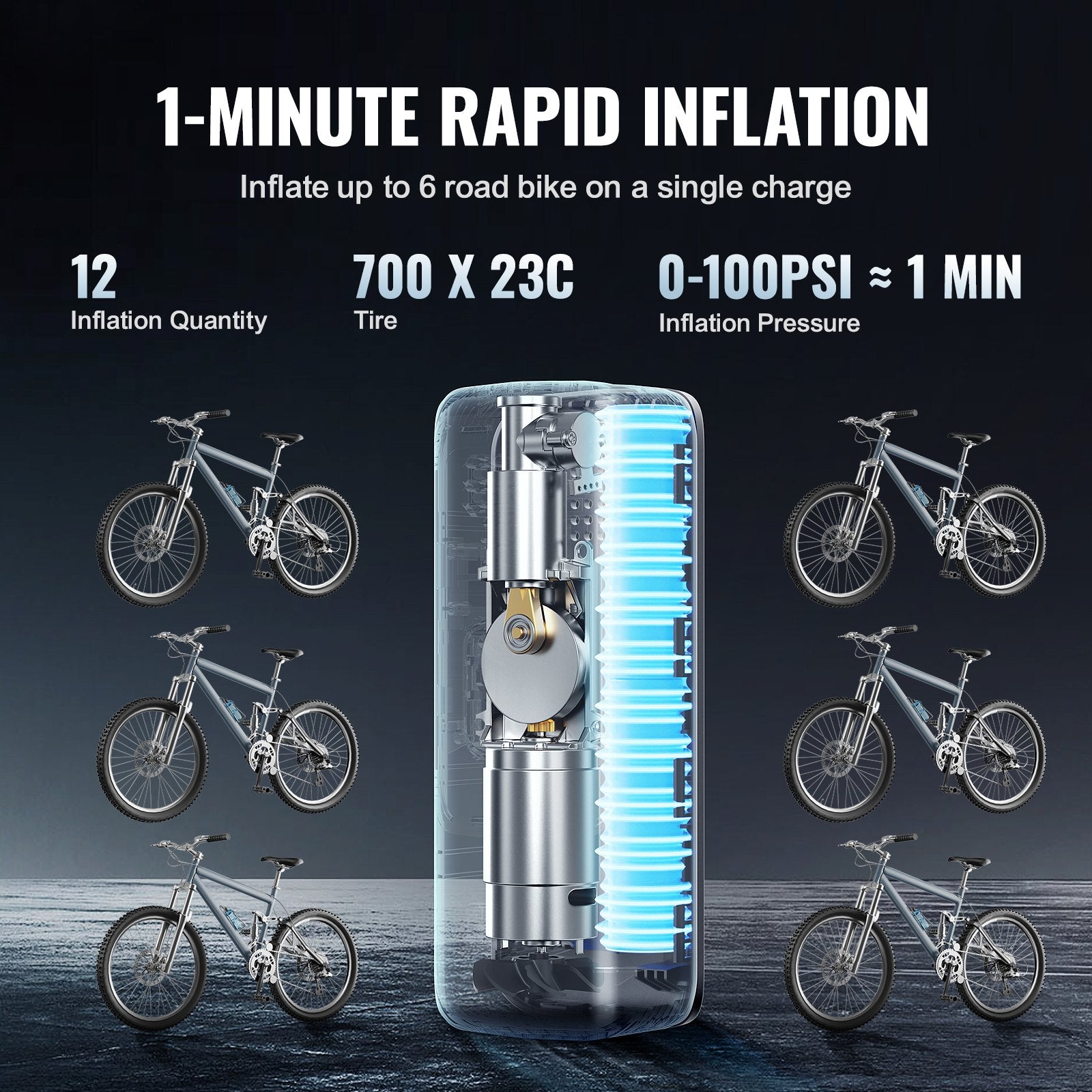 Tire Inflator Portable Air Compressor, 150 PSI Electric Air Pump, 4000mAh Rechargeable Tire Pump with V952-CDSLTCQJ22005A79WV9