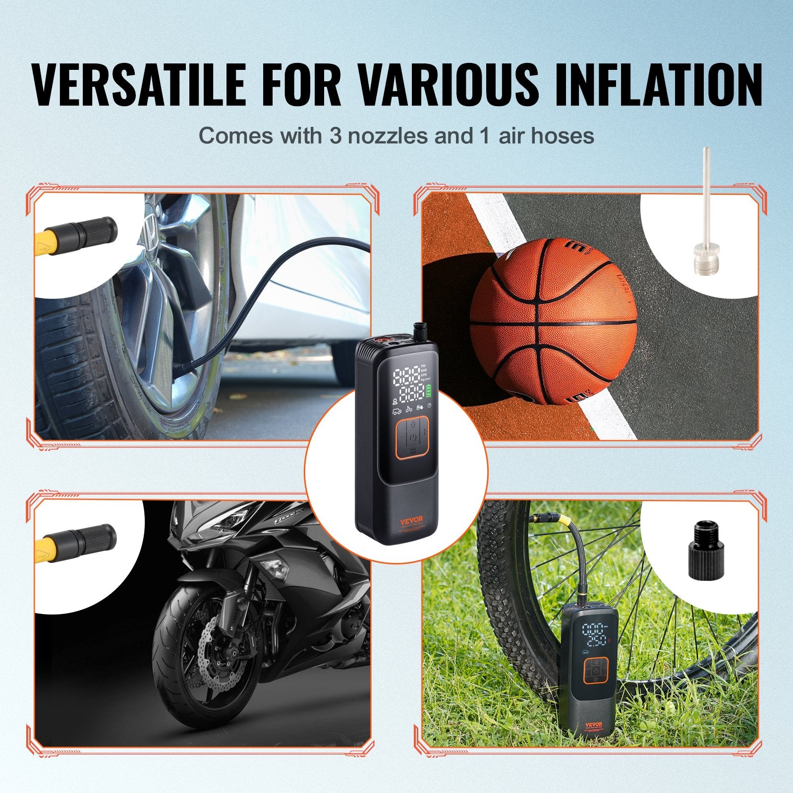 Tire Inflator Portable Air Compressor, 150 PSI Electric Air Pump, 4000mAh Rechargeable Tire Pump with V952-CDSLTCQJ22005A79WV9