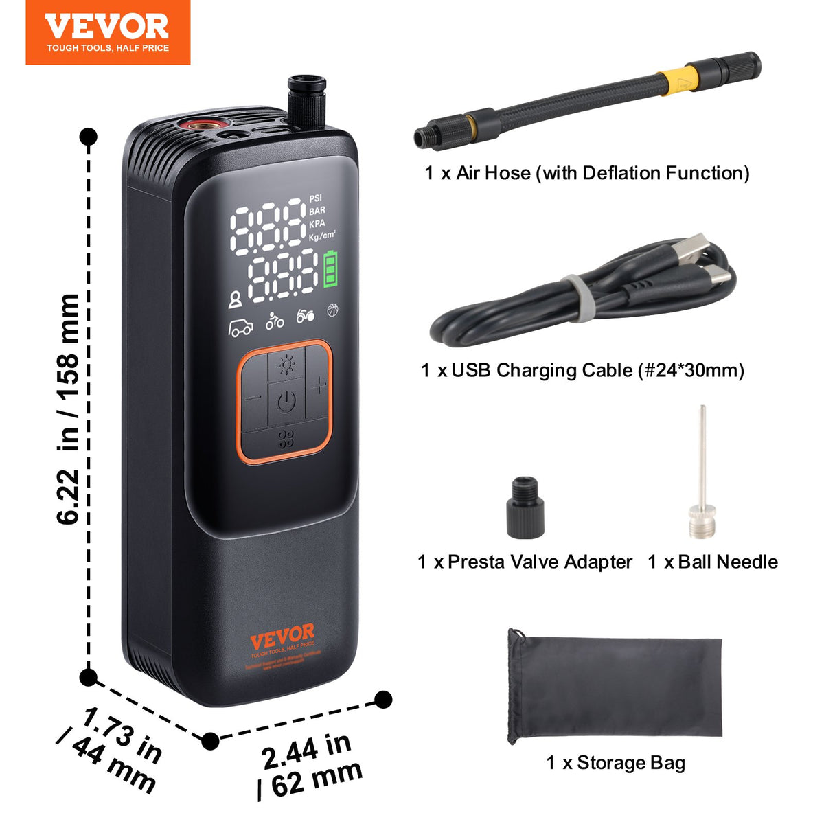 Tire Inflator Portable Air Compressor, 150 PSI Electric Air Pump, 4000mAh Rechargeable Tire Pump with V952-CDSLTCQJ22005A79WV9