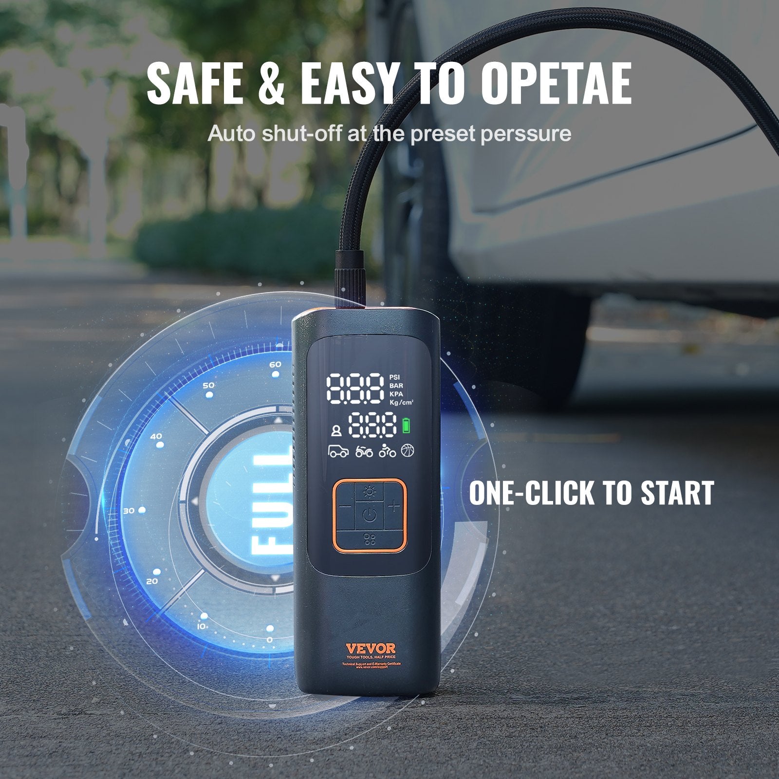 Tire Inflator Portable Air Compressor, 7800mAh 3.7V Battery Electric Air Pump, 2X Faster 160PSI Cordless V952-CDSLTCQJ3260NV4SDV9