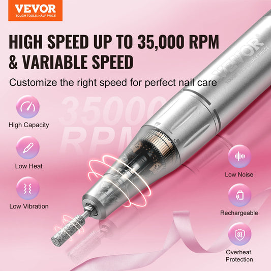 Electric Rechargeable Nail Drill, 35,000RPM Portable Cordless Nail E File Machine, LCD-Display Acrylic Gel V952-CDSMJDMJBXSZQW53MV9