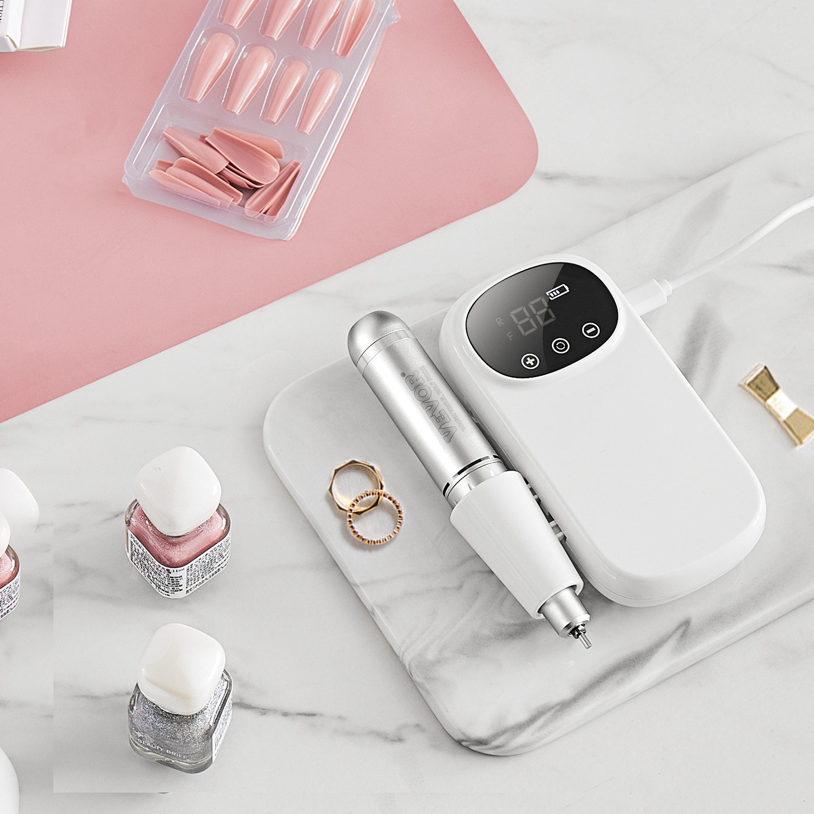Electric Rechargeable Nail Drill, 35,000RPM Portable Cordless Nail E File Machine, LCD-Display Acrylic Gel V952-CDSMJDMJBXSZQW53MV9