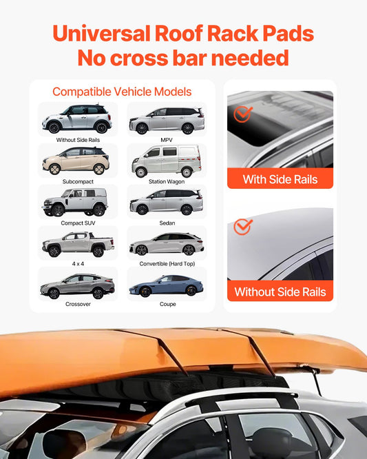 Soft Roof Rack Pads 33in 176lbs Load Capacity for Kayak Canoe Surfboard Luggage V952-CDXLJDWXHGJK88LRSV0