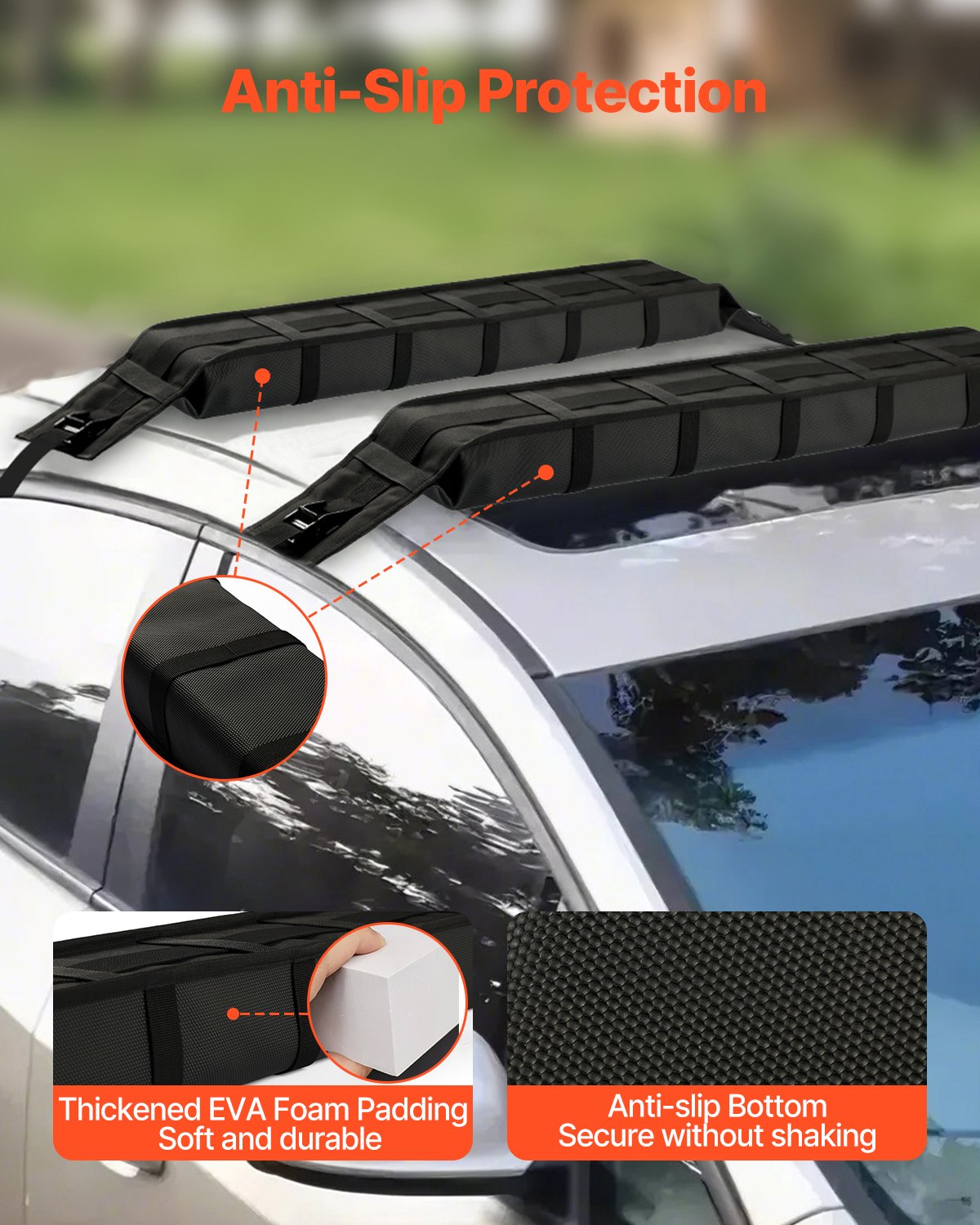 Soft Roof Rack Pads 33in 176lbs Load Capacity for Kayak Canoe Surfboard Luggage V952-CDXLJDWXHGJK88LRSV0