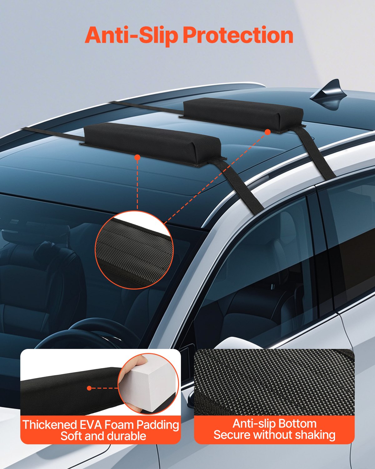 Soft Roof Rack Pads 15.5in 176lbs Load Capacity for Kayak Canoe Surfboard V952-CDXLJDWXHGJKOZKMCV0