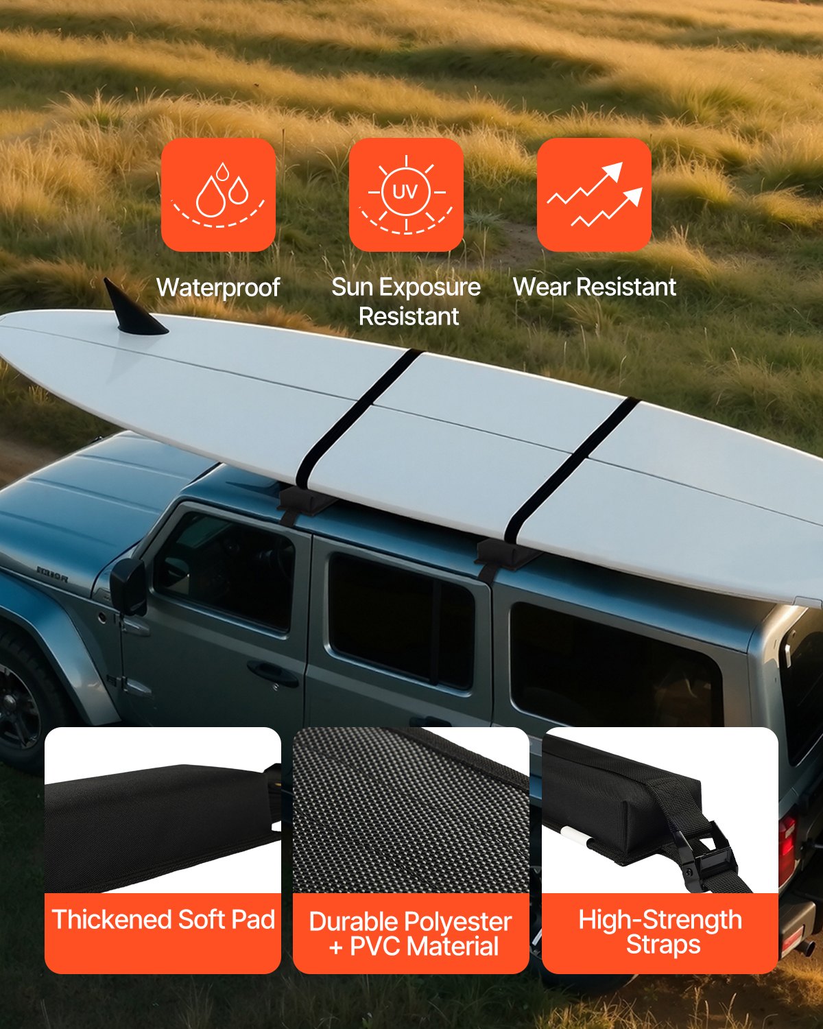 Soft Roof Rack Pads 15.5in 176lbs Load Capacity for Kayak Canoe Surfboard V952-CDXLJDWXHGJKOZKMCV0