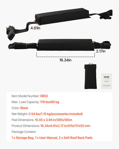 Soft Roof Rack Pads 15.5in 176lbs Load Capacity for Kayak Canoe Surfboard V952-CDXLJDWXHGJKOZKMCV0