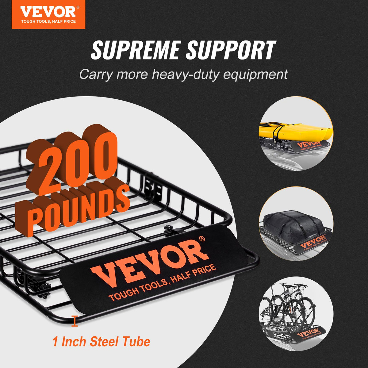 Roof Rack Cargo Basket 200 LBS 51"x36"x5" for SUV Truck with Luggage Bag V952-CDXLJJY251365ROA4V0