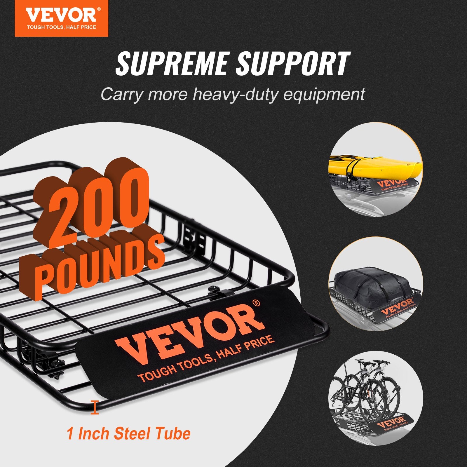 Roof Rack Cargo Basket 200 LBS Capacity Extension 64"x39"x6" for SUV Truck V952-CDXLJJY364396P5CVV0