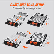 Roof Rack Cargo Basket 200 LBS Capacity Extension 64"x39"x6" for SUV Truck V952-CDXLJJY364396P5CVV0