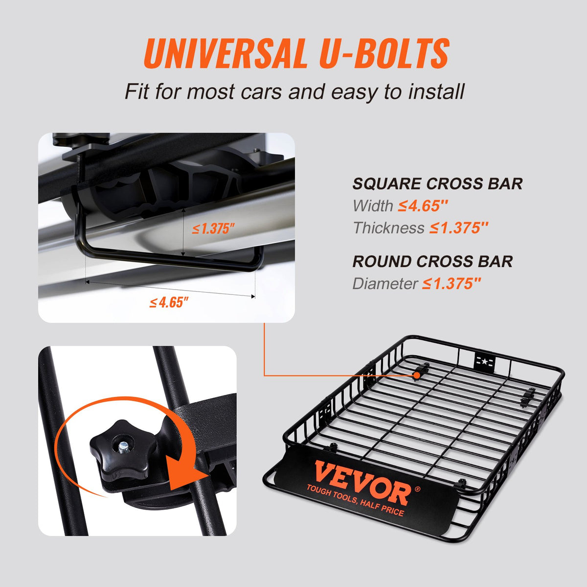 Roof Rack Cargo Basket 200 LBS Capacity Extension 64"x39"x6" for SUV Truck V952-CDXLJJY364396P5CVV0