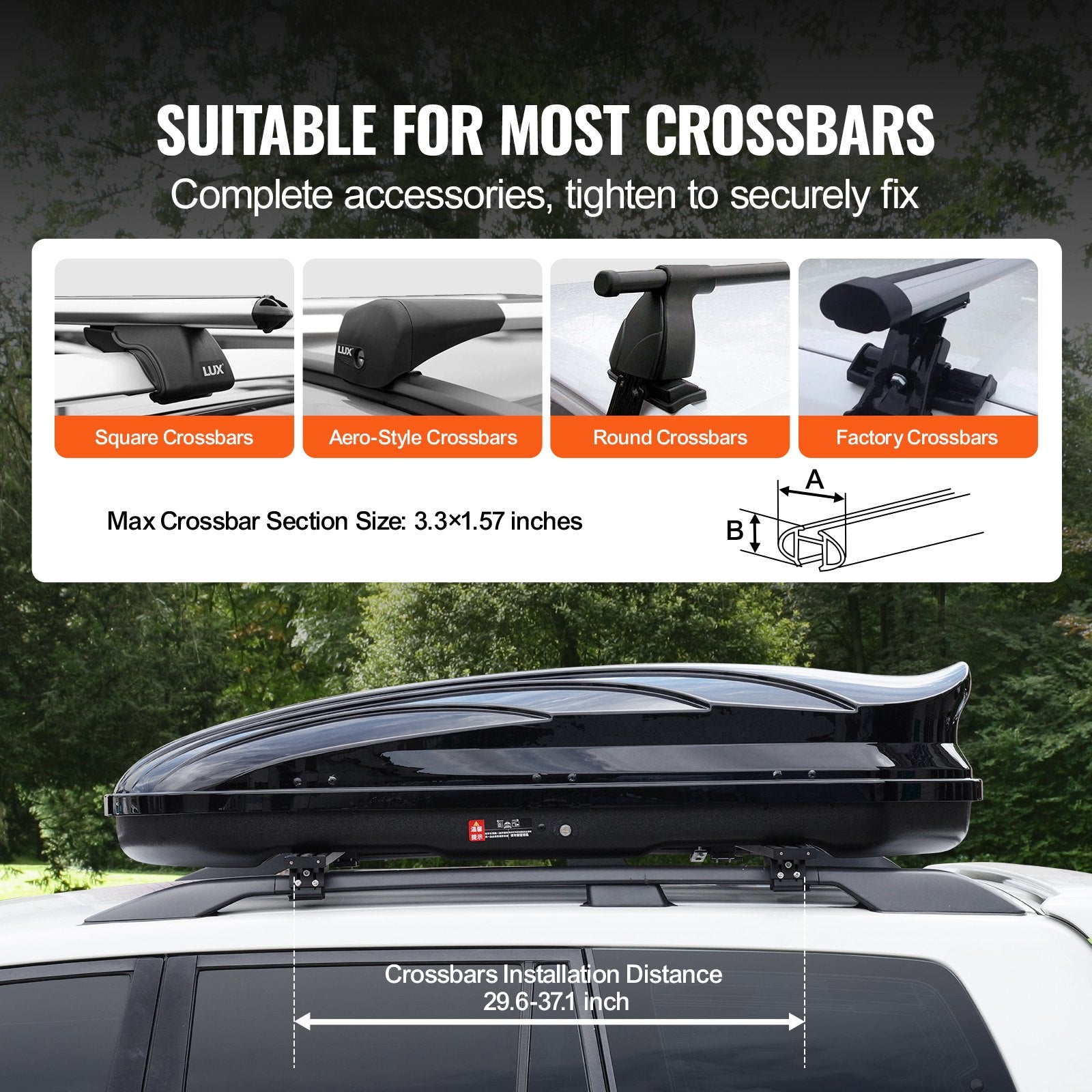 Rooftop Cargo Carrier 340 L Luggage Storage Box ABS for SUVs Cars V952-CDXLXHS11LFYIFFORV0