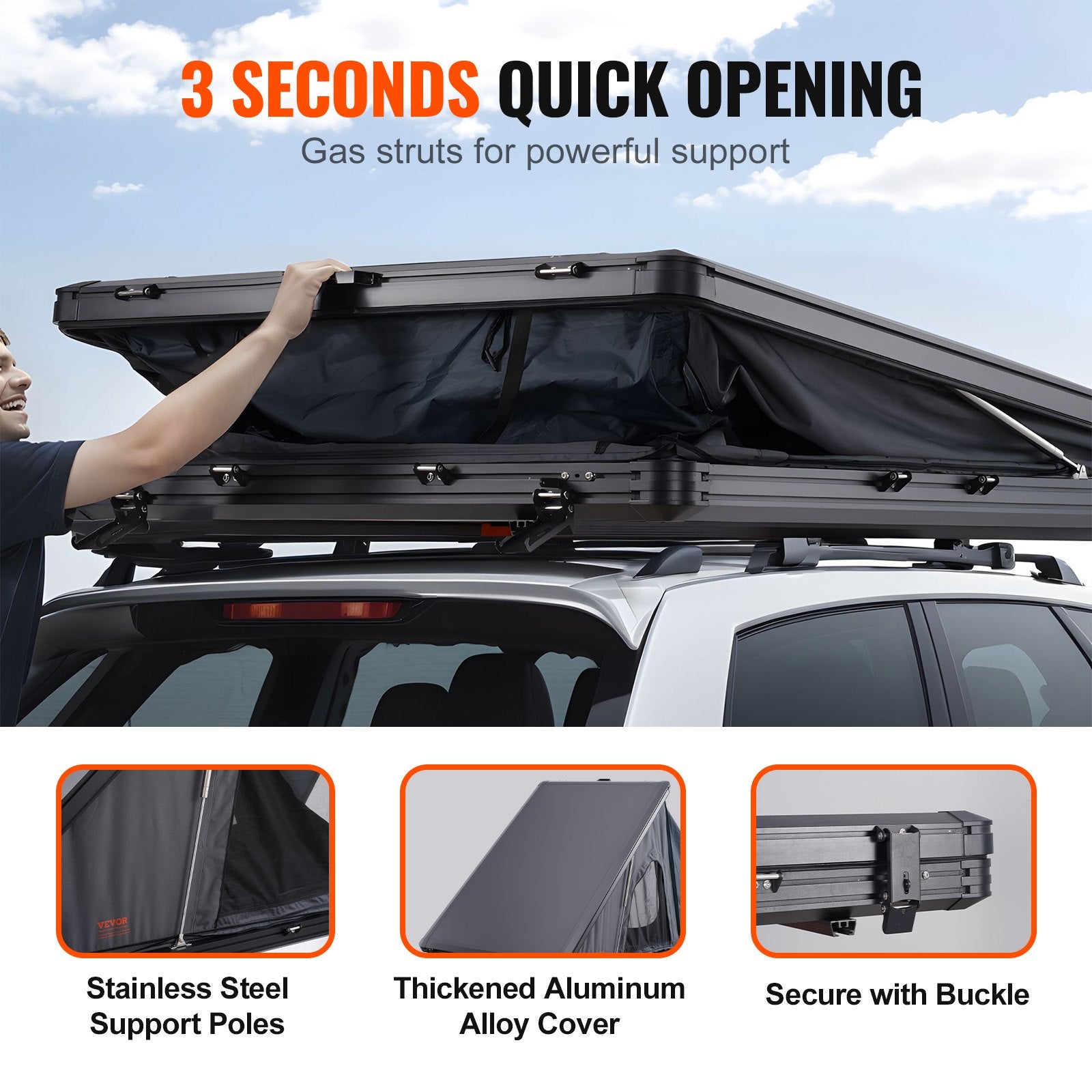 Rooftop Tent Hard Shell 2-3 Person Waterproof for Jeep SUV Truck w/ Ladder V952-CDZPSJKSJKJBEH00WV9